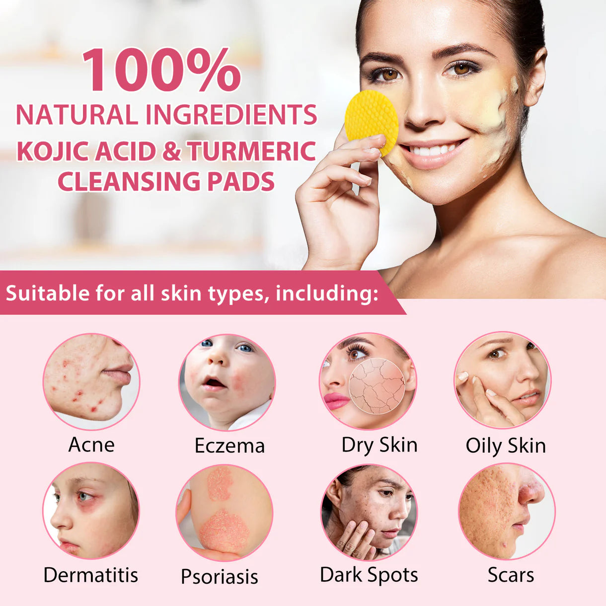 Kojic Acid and Turmeric Cleansing Pads (60 Pads)