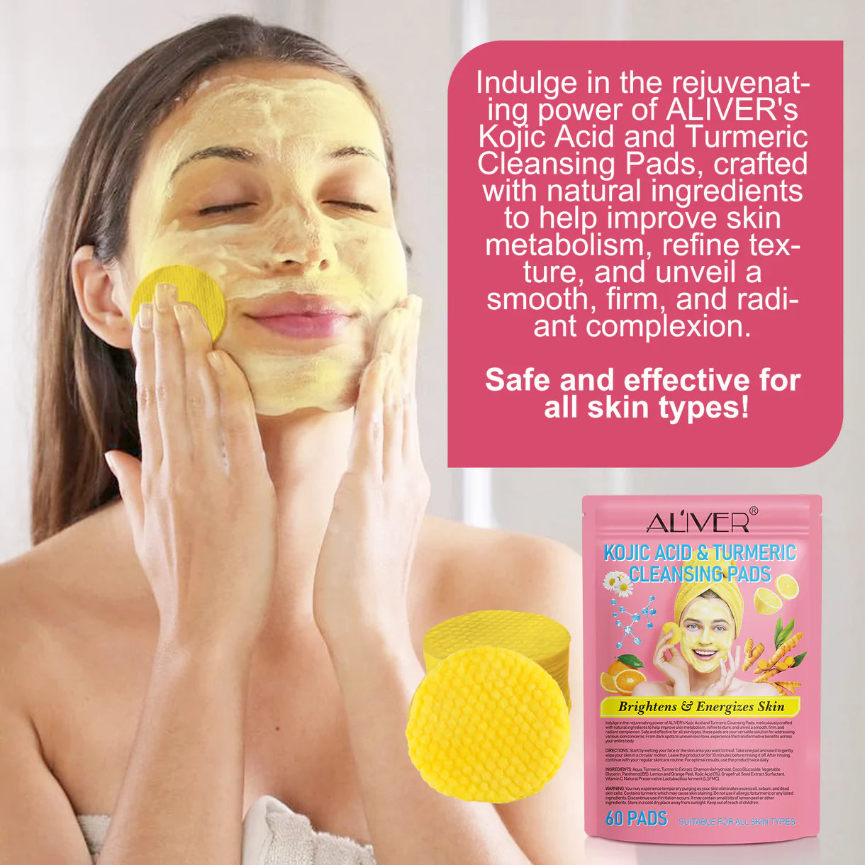 Kojic Acid and Turmeric Cleansing Pads (60 Pads)