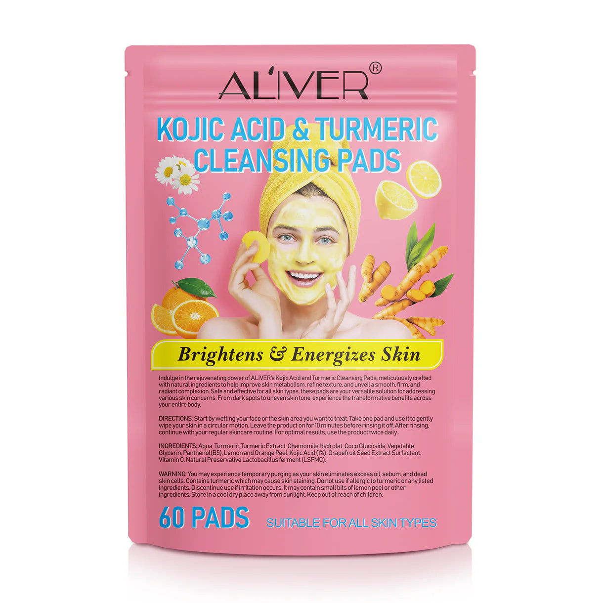 Kojic Acid and Turmeric Cleansing Pads (60 Pads)