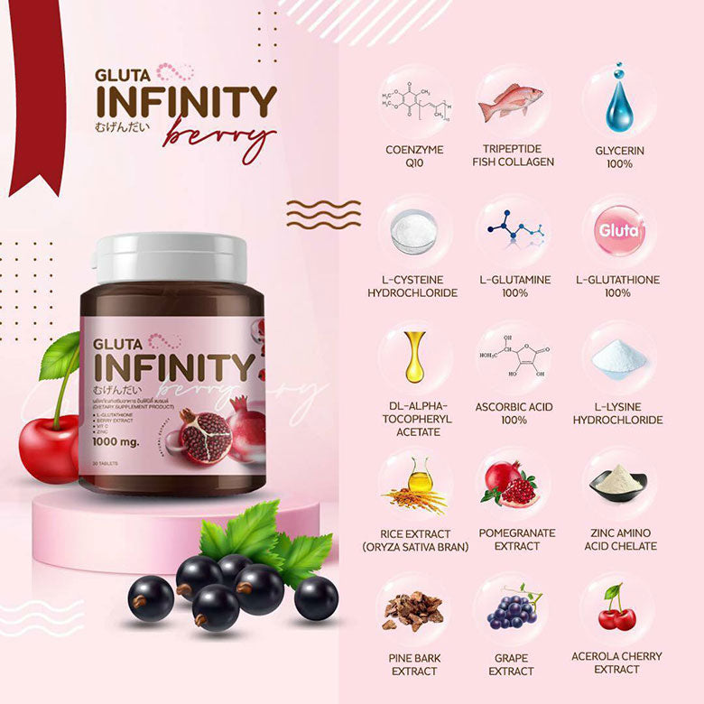 Gluta Infiniy Berry - 1000mg Supplement with Glutathione